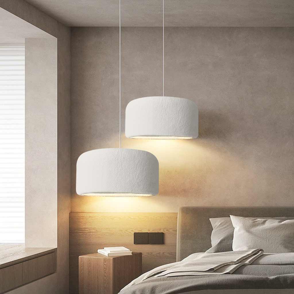 Pendant Light Round Drum White Bedroom
