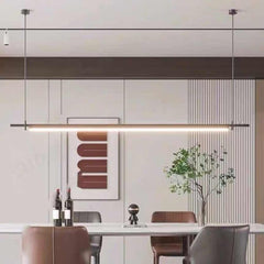 Pendant Light Slim Linear LED with Hanging Rods, Black