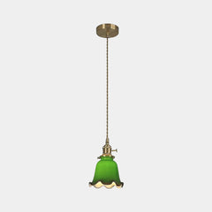 Pendant Light Small Brass Glass Green