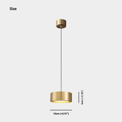 Pendant Light Small Minimalist Brass Cylinder LED Gold Size