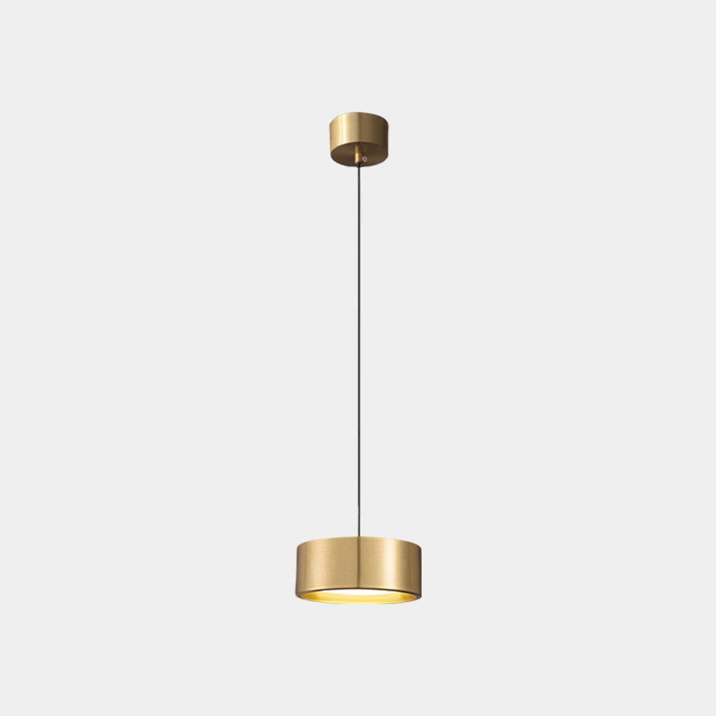 Pendant Light Small Minimalist Brass Cylinder LED Gold