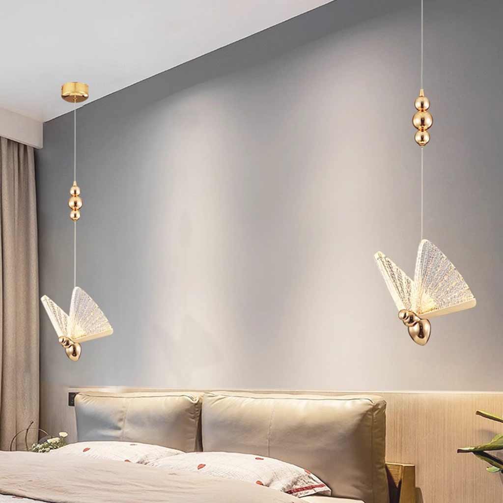 Pendant Light Small Modern Gold Acrylic Butterfly Bedroom