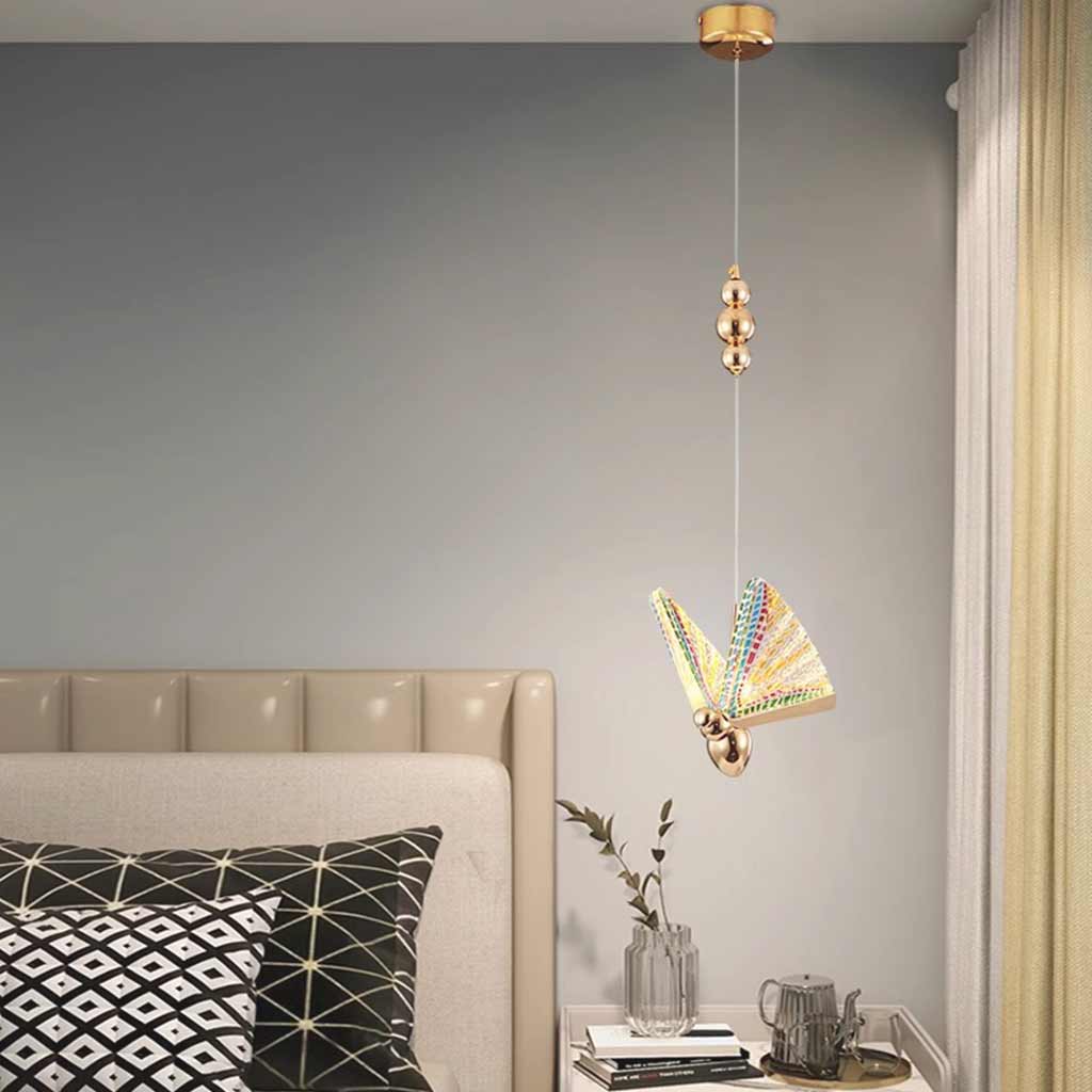 Pendant Light Small Modern Gold Acrylic Butterfly LED Bedroom