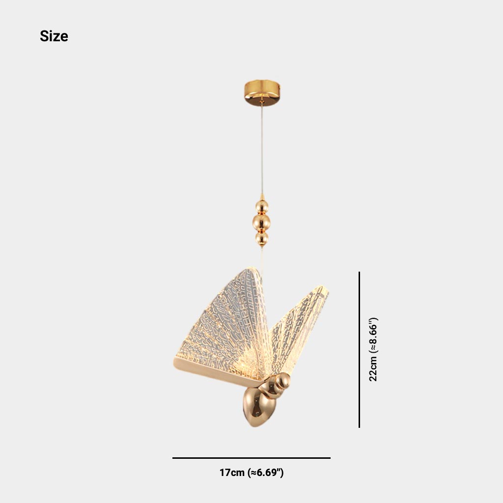 Pendant Light Small Modern Gold Acrylic Butterfly LED Size