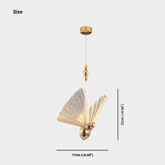 Pendant Light Small Modern Gold Acrylic Butterfly LED Size