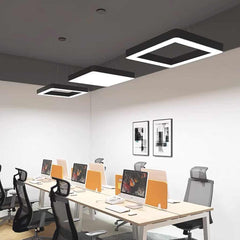 Hanglamp vierkant LED voor sportschool/kantoor, zwart