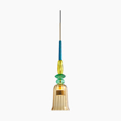 Pendant Light Stained Glass Bell Amber