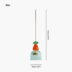 Pendant Light Stained Glass Bell Blue Red Size