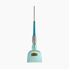 Pendant Light Stained Glass Bell Blue