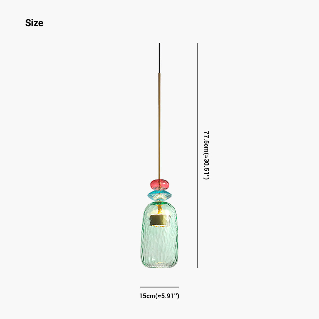 Pendant Light Stained Glass Bell Green Size