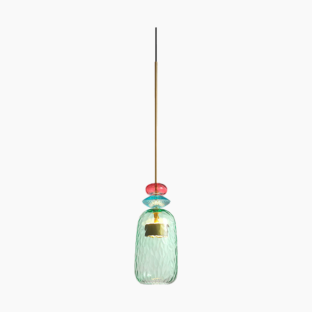 Pendant Light Stained Glass Bell Green