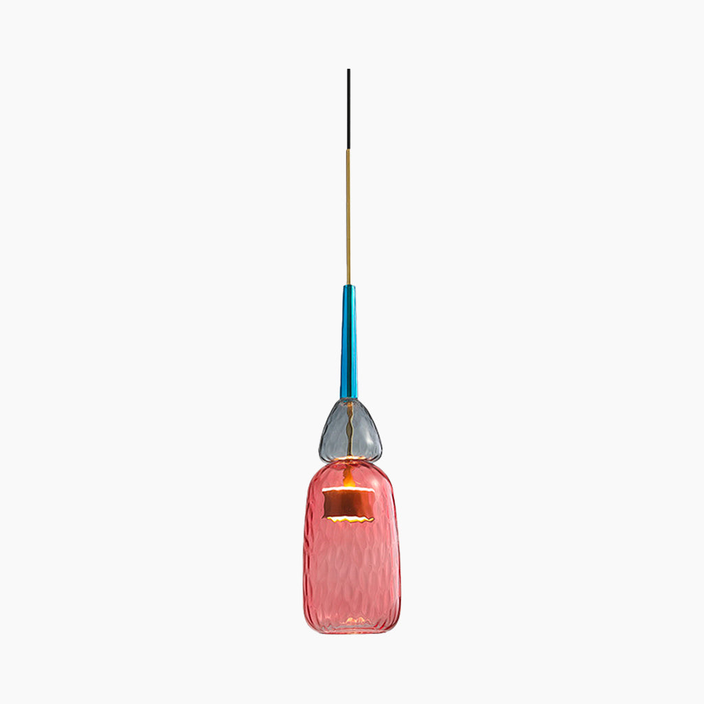 Pendant Light Stained Glass Bell Red Grey