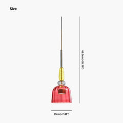 Pendant Light Stained Glass Bell Red Size