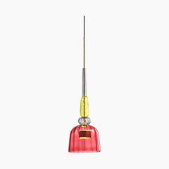 Pendant Light Stained Glass Bell Red