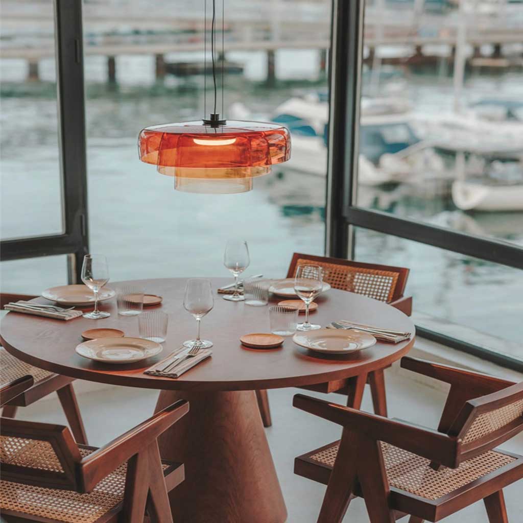 Pendant Light Tiered Glass Dining Table