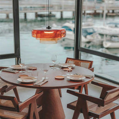 Pendant Light Tiered Glass Dining Table