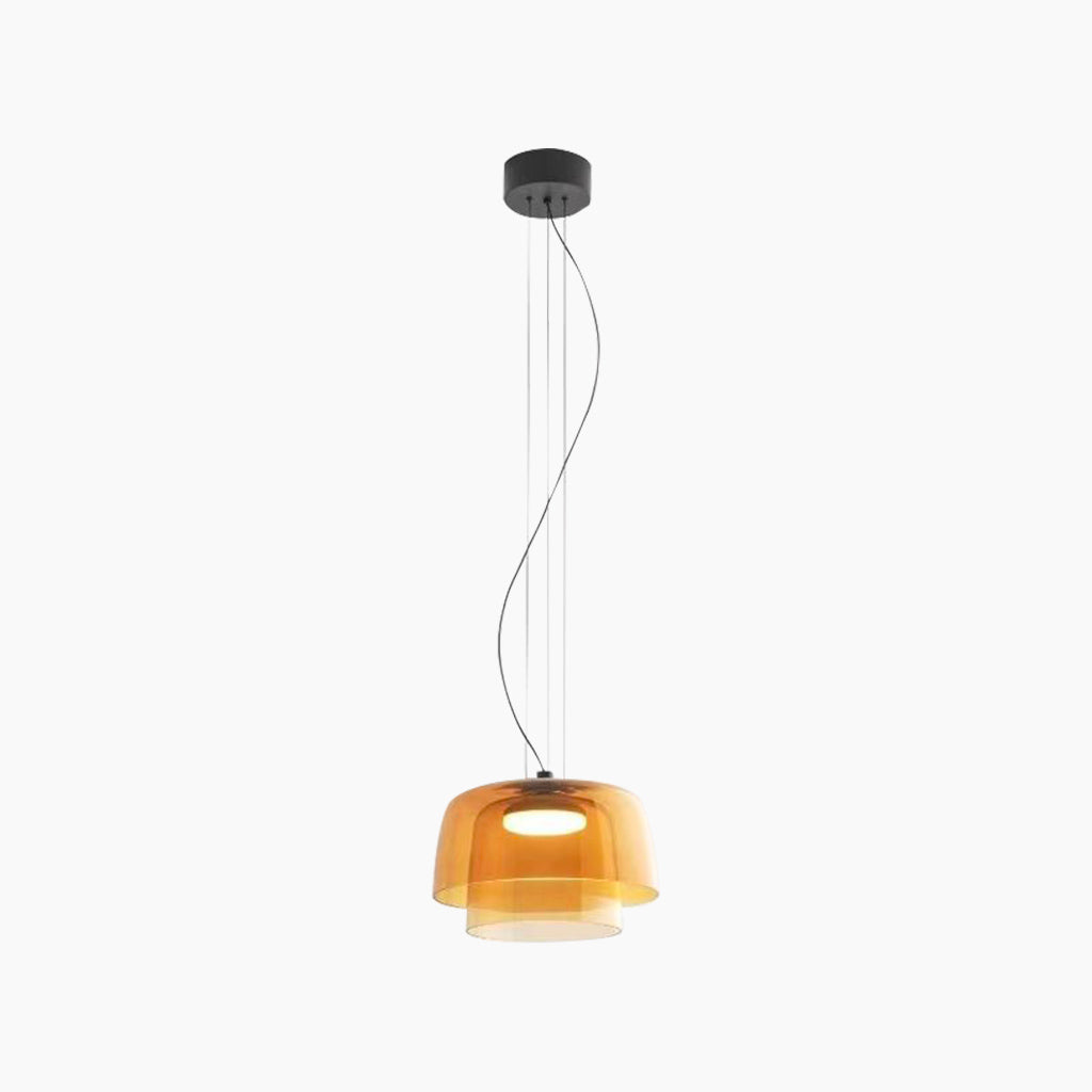 Pendant Light Tiered Glass LED Orange 2 Layer