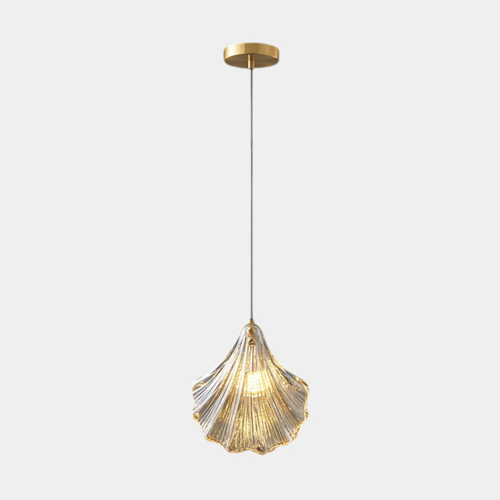 Unique Brass Amber Glass Shell Pendant Light | VAXLAMP