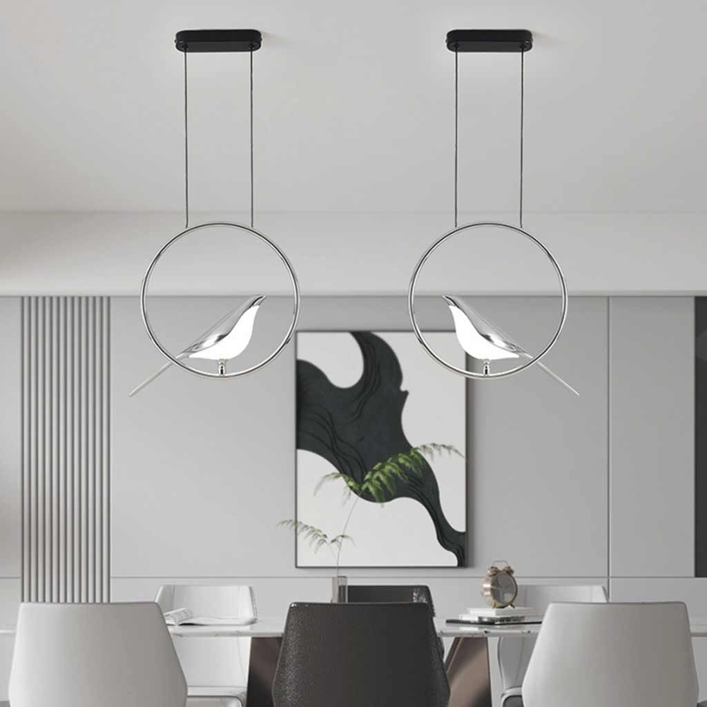 Pendant Light Unique Circular Magpie Bird Chrome Dining Table