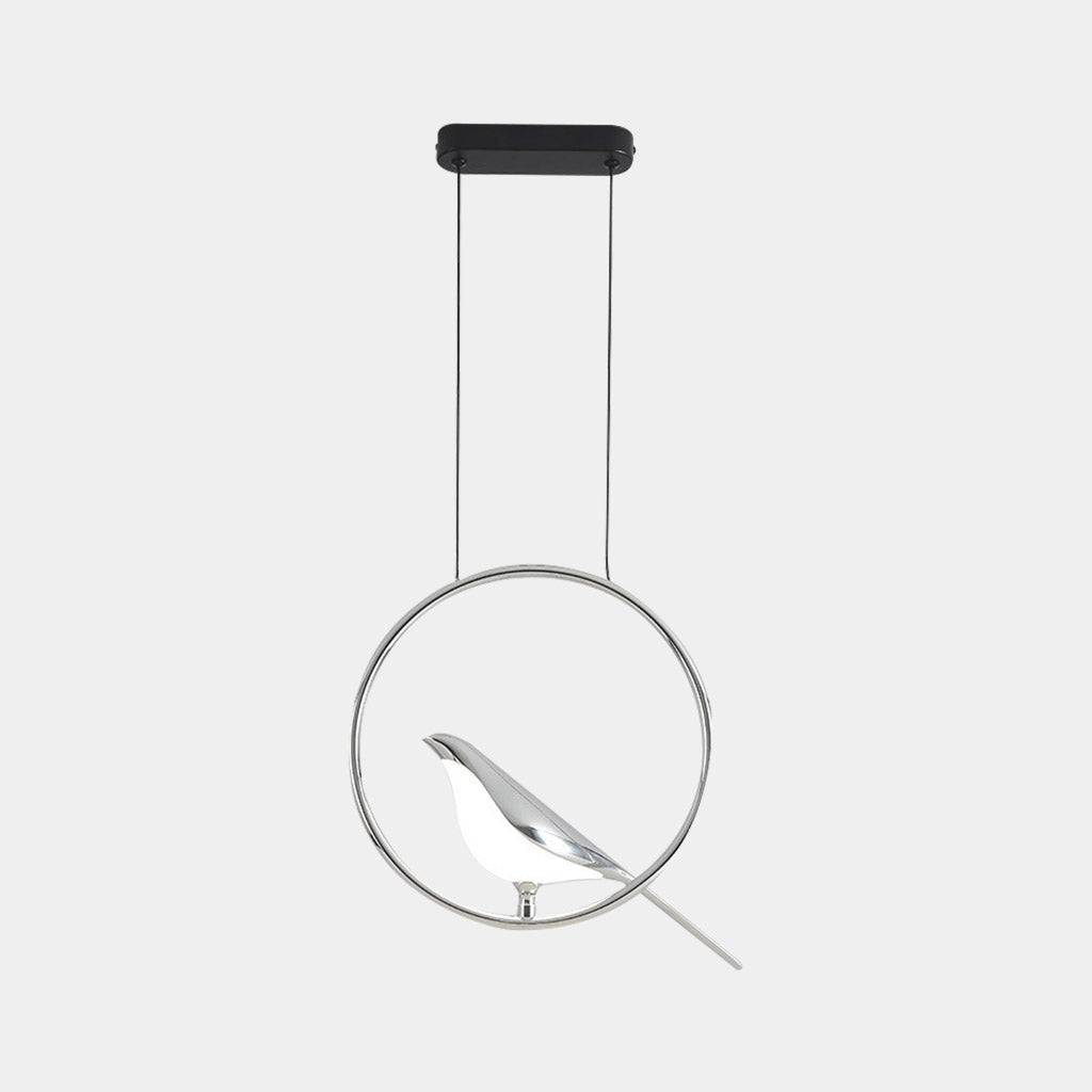 Pendant Light Unique Circular Magpie Bird Chrome
