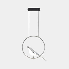Pendant Light Unique Circular Magpie Bird Chrome