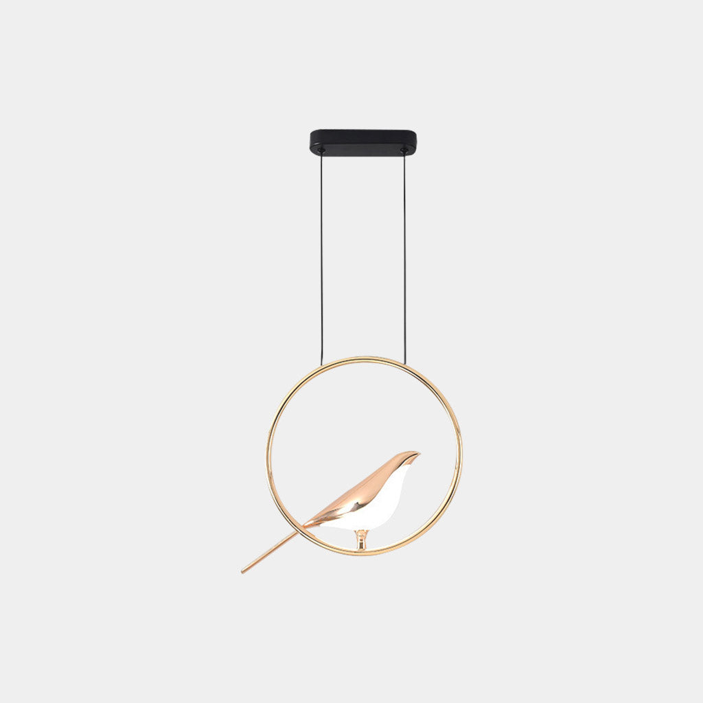 Pendant Light Unique Circular Magpie Bird Gold