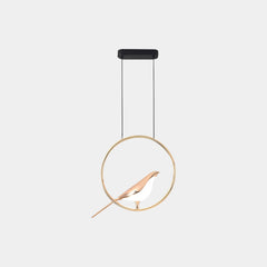 Pendant Light Unique Circular Magpie Bird Gold