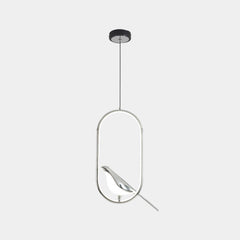 Pendant Light Unique Oval Magpie Bird Chrome