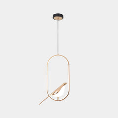 Pendant Light Unique Oval Magpie Bird Gold