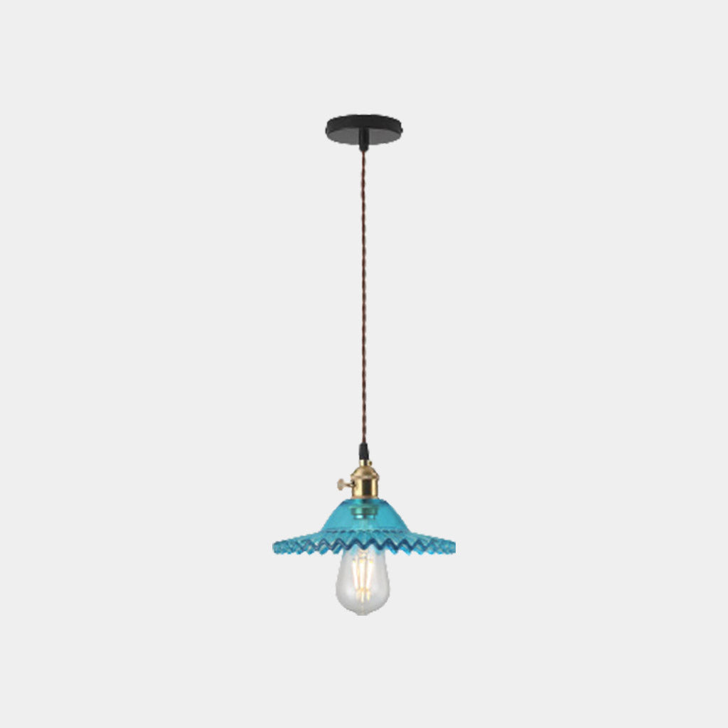 Pendant Light Vintage Clear Glass Single Head Blue