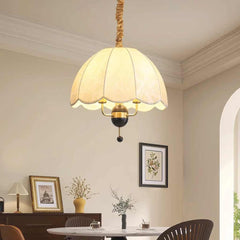 Pendant Light Vintage Metal Wood Fabric Dome Shade Dining Table