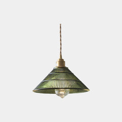 Pendant Light Vintage Ribbed Glass Green