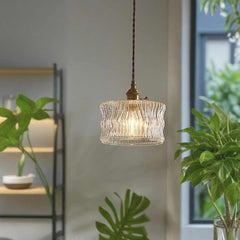 Pendant Light Vintage Small Brass Carved Glass Drum Shop