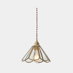 Pendant Light Vintage Small Brass Glass Floral