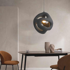 Pendant Light Wabi Sabi Cement Hollow Black Dining Room