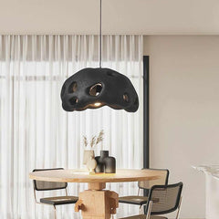 Pendant Light Wabi Sabi Cement Hollow Black Dining Table