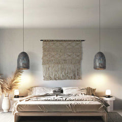 Pendant Light Wabi-Sabi Long Lampshade Black Bedroom