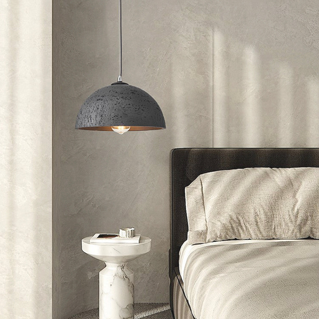 Pendant Light Wabi Sabi Round Dome Black Bedroom
