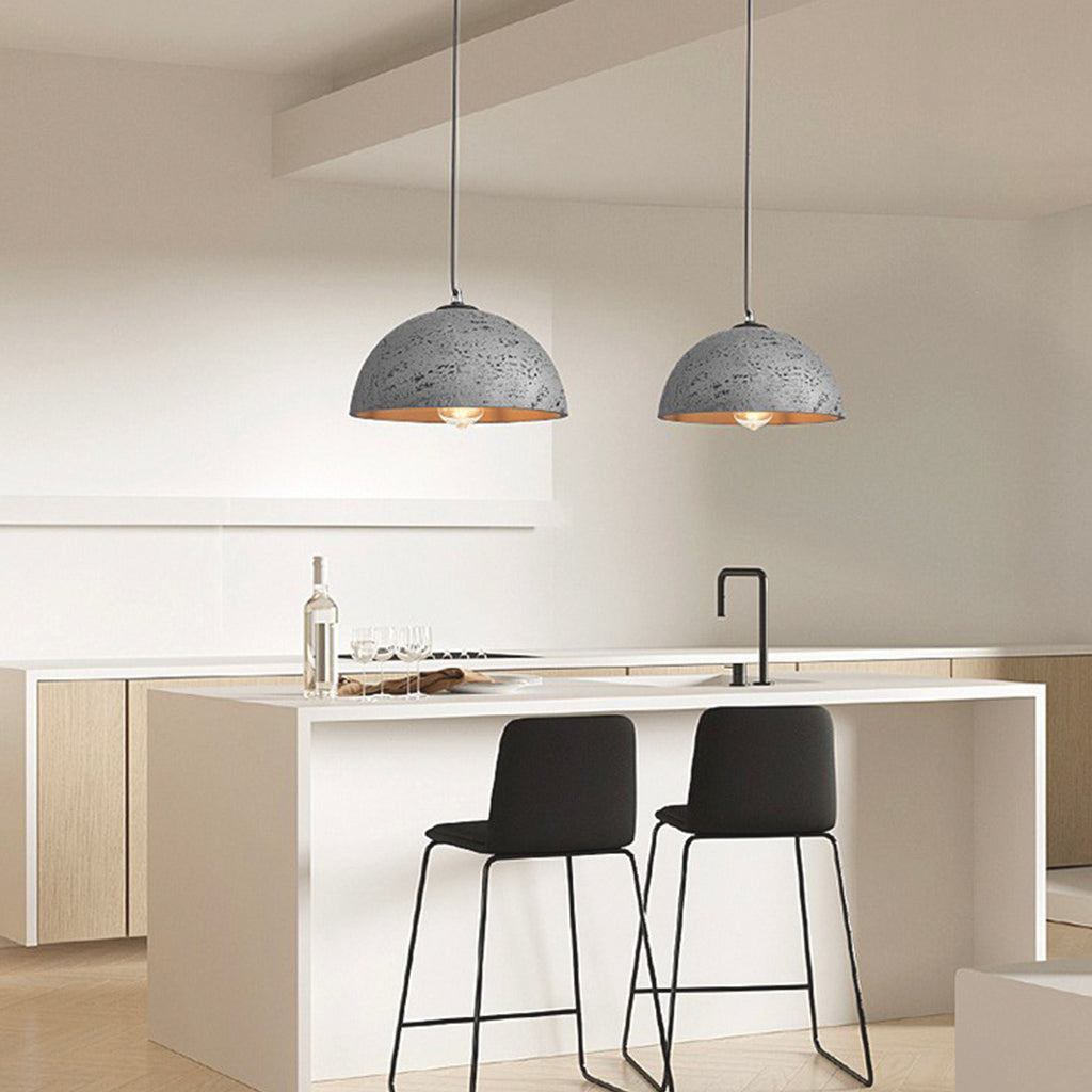 Pendant Light Wabi-Sabi Round Dome Grey Dining Room