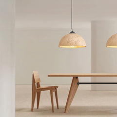 Pendant Light Wabi-Sabi Round Dome Yellow Dining Table