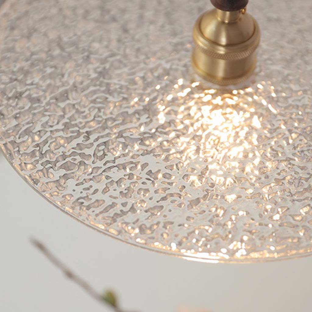 Pendant Light Walnut Wood Frosted Glass Detail