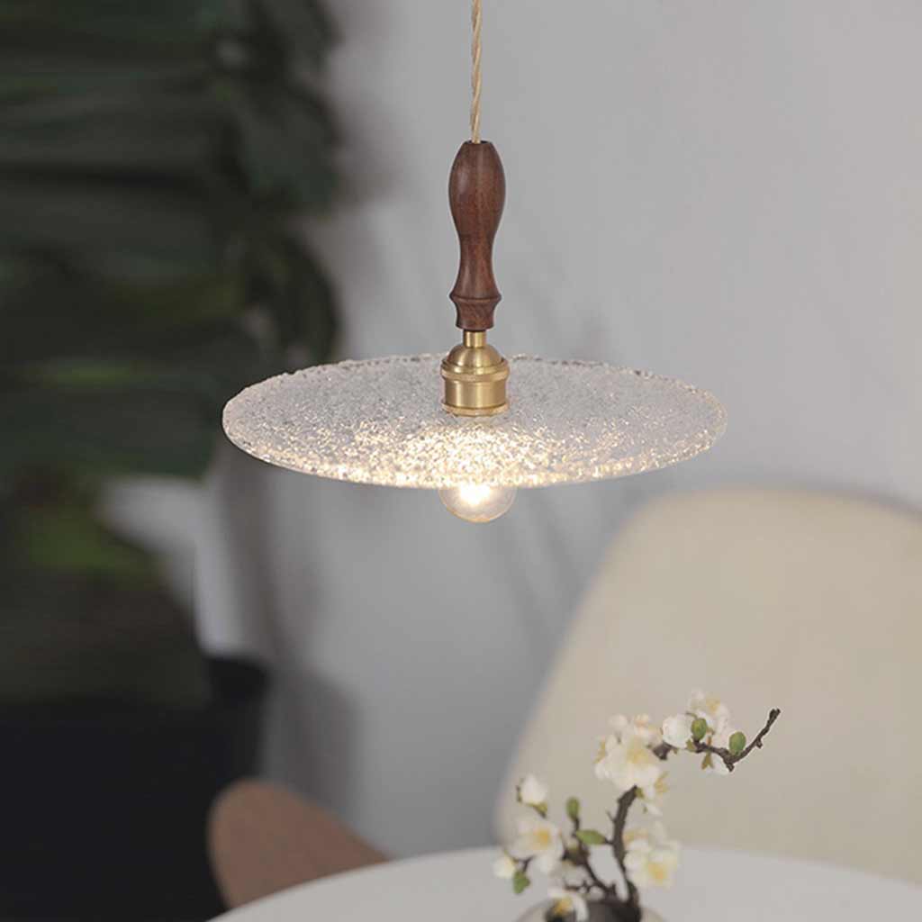 Pendant Light Walnut WoodFrosted Glass Dining Table
