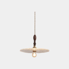 Pendant Light Walnut Wood Frosted Glass Disc