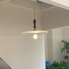 Pendant Light Walnut Wood Frosted Glass Entryway