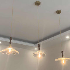 Pendant Light Walnut Wood Frosted Glass Room