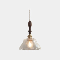 Pendant Light Walnut Wood Frosted Glass