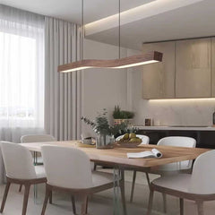 Pendant Light Wavy Linear Wood Color Dining Room