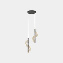 Pendant Light Wavy Spiral Acrylic Shade LED Black 2 Lights