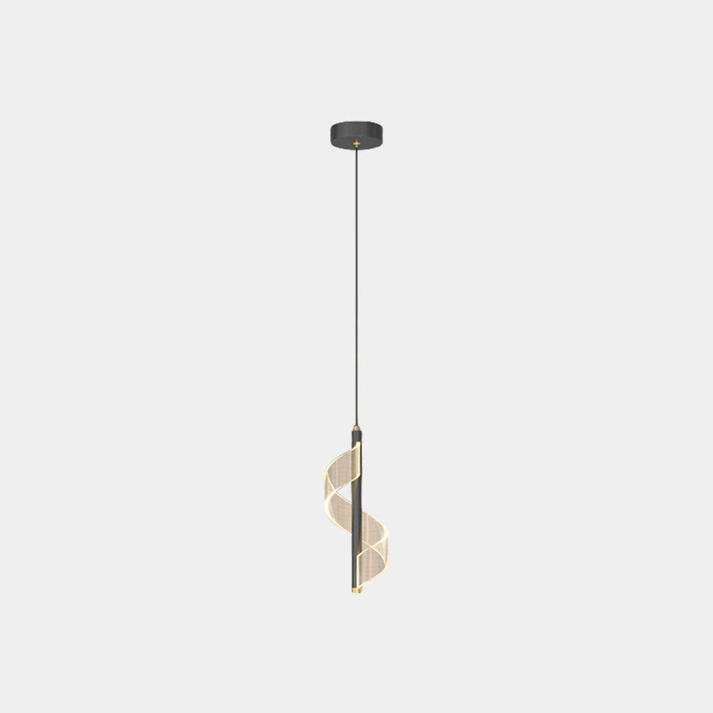Pendant Light Wavy Spiral Acrylic Shade LED Black