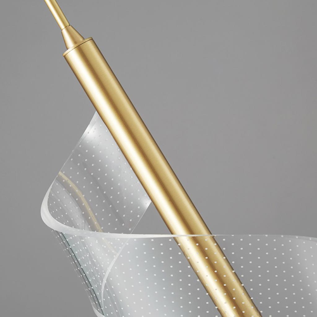 Pendant Light Wavy Spiral Acrylic Shade LED Gold Detail